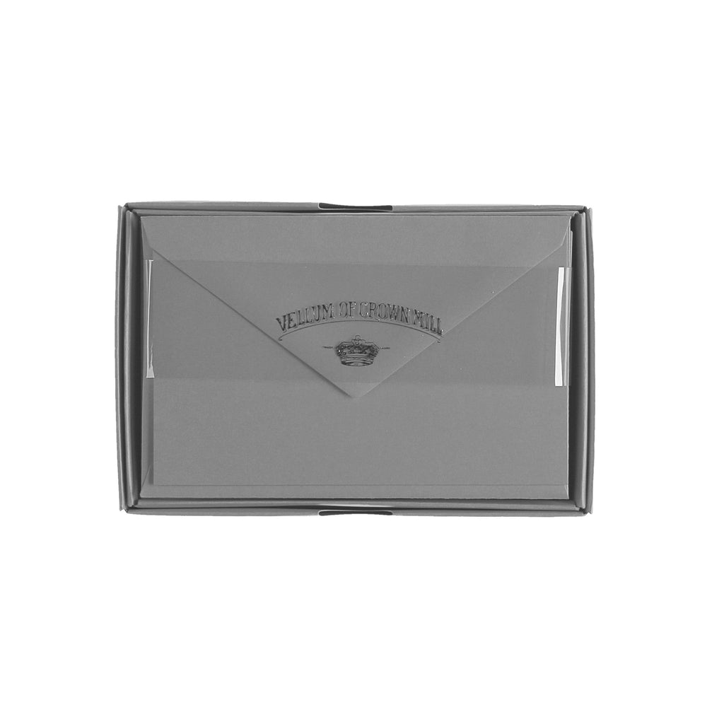 Vellum Stationery Set - Smooth Finish, Flat Card - 3 1/2 x 5 1/2 - Grey