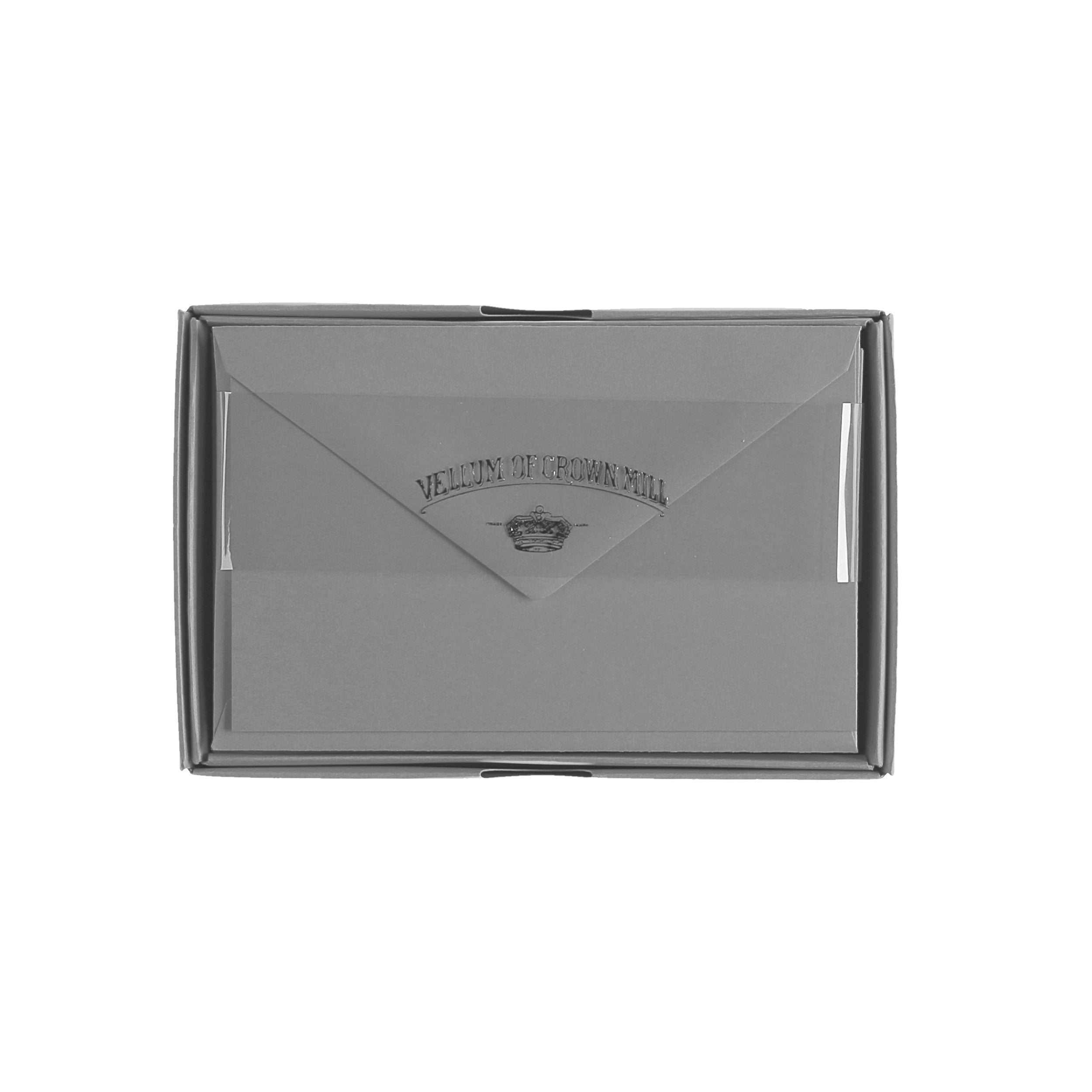 Vellum Stationery Set - Smooth Finish, Flat Card - 3 1/2 x 5 1/2 - Grey
