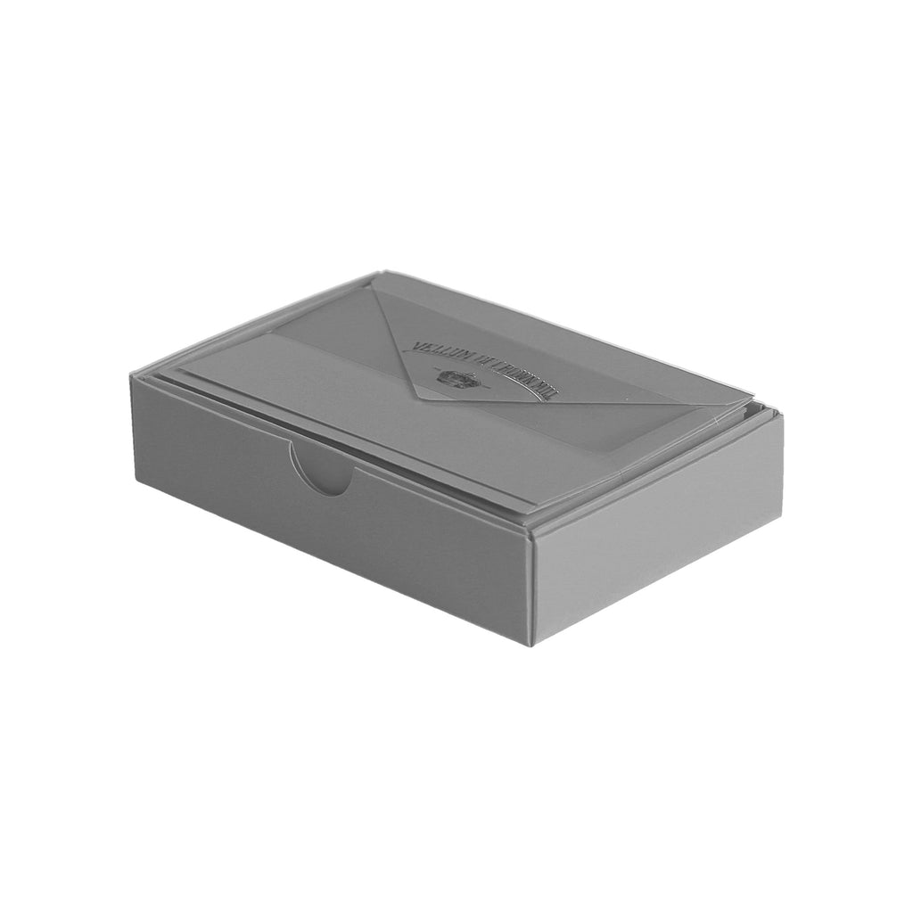 Vellum Stationery Set - Smooth Finish, Flat Card - 3 1/2 x 5 1/2 - Grey