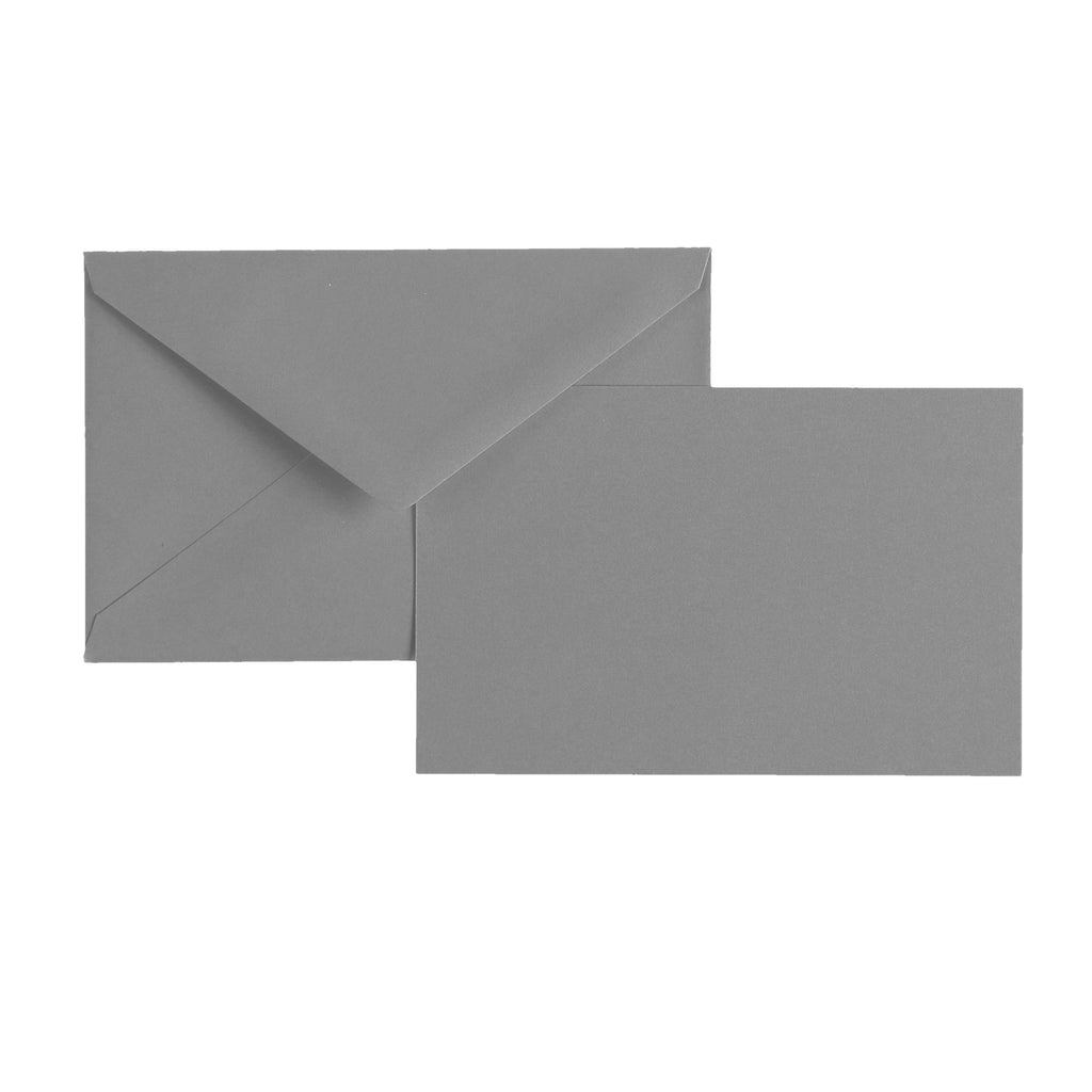 Vellum Stationery Set - Smooth Finish, Flat Card - 3 1/2 x 5 1/2 - Grey