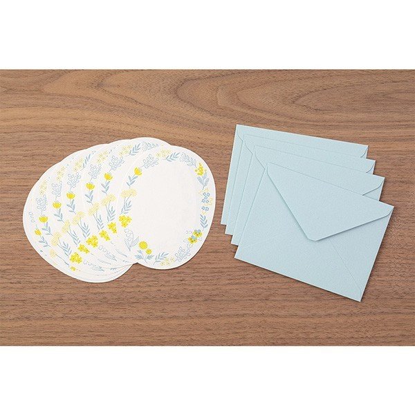 Midori Letterpress Die-Cut Stationery - Blue Wreath