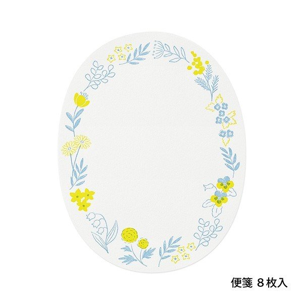 Midori Letterpress Die-Cut Stationery - Blue Wreath