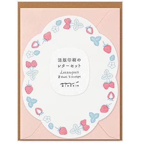 Midori Letterpress Die-Cut Stationery - Strawberry