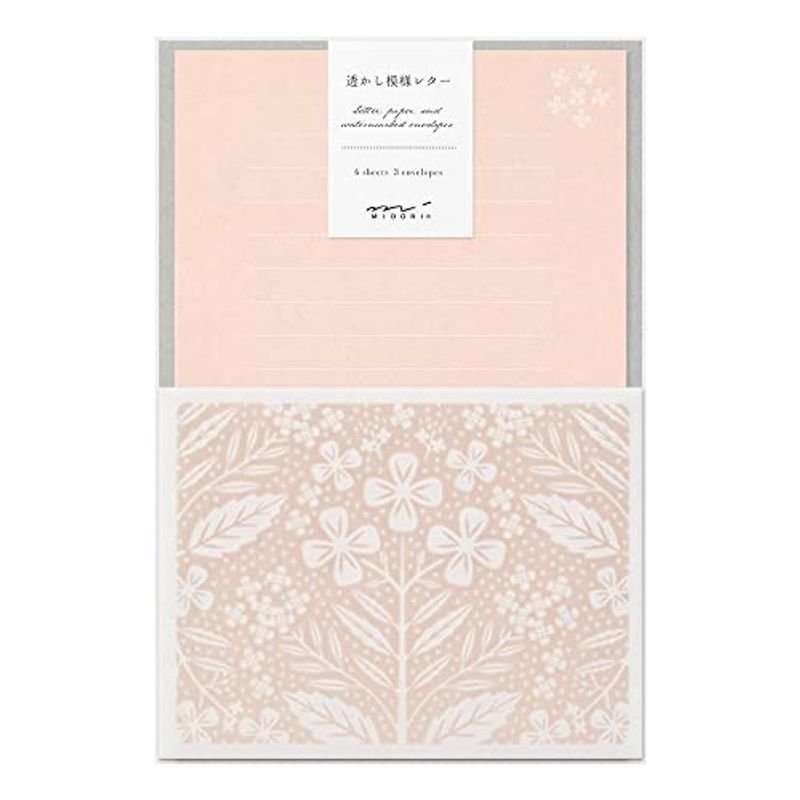 Midori Letterpress Stationery - Flower Pink