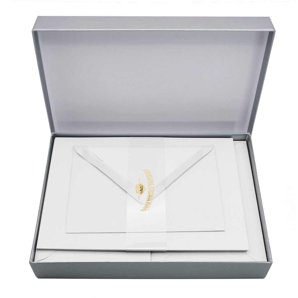 Classic Stationery Set - Laid Finish, Straight Edge - 5 3/4 x 8 1/4 - White
