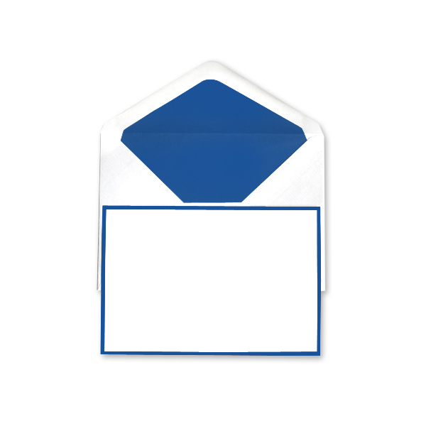 Bi-Color Stationery Set - Laid Finish - 4 x 6 - White / Royal