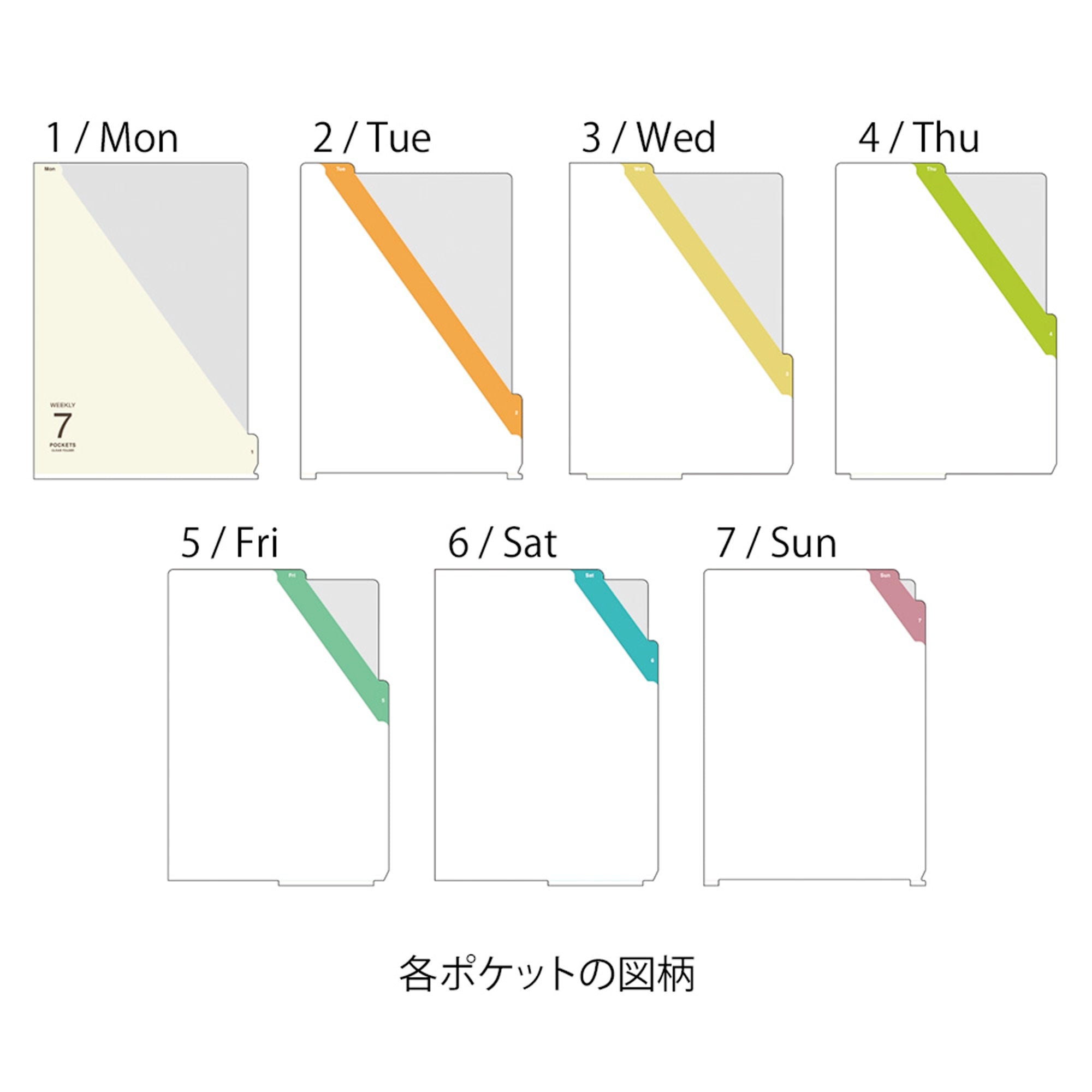 Midori MD A4 7 Pocket BEIGE Stripe Clear Folder