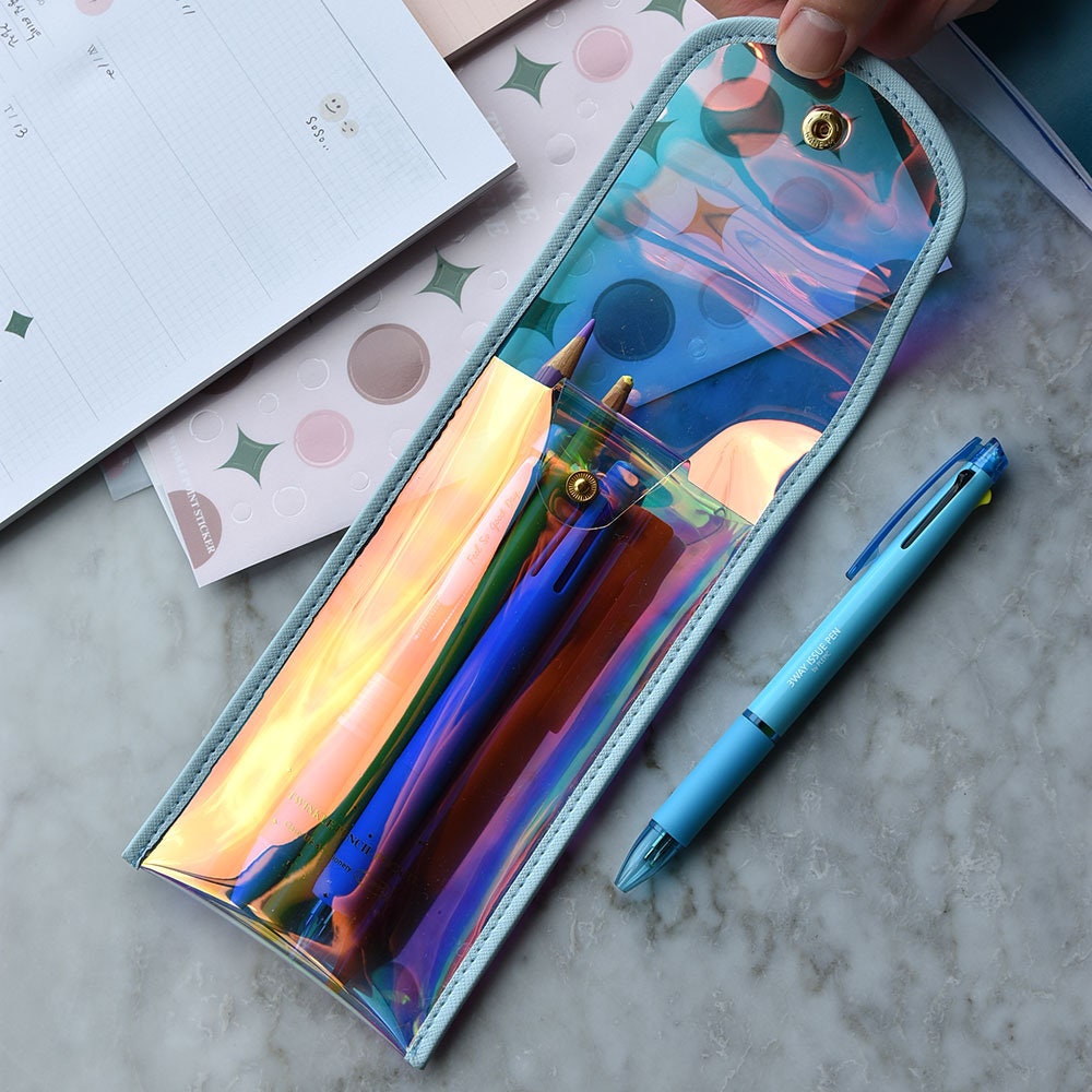 PLEPIC TWINKLE Clear AQUA Pen Case Pencil Case Storage Case Durable Pen Case Storage Case Clear Testing Case | 193 X 93mm