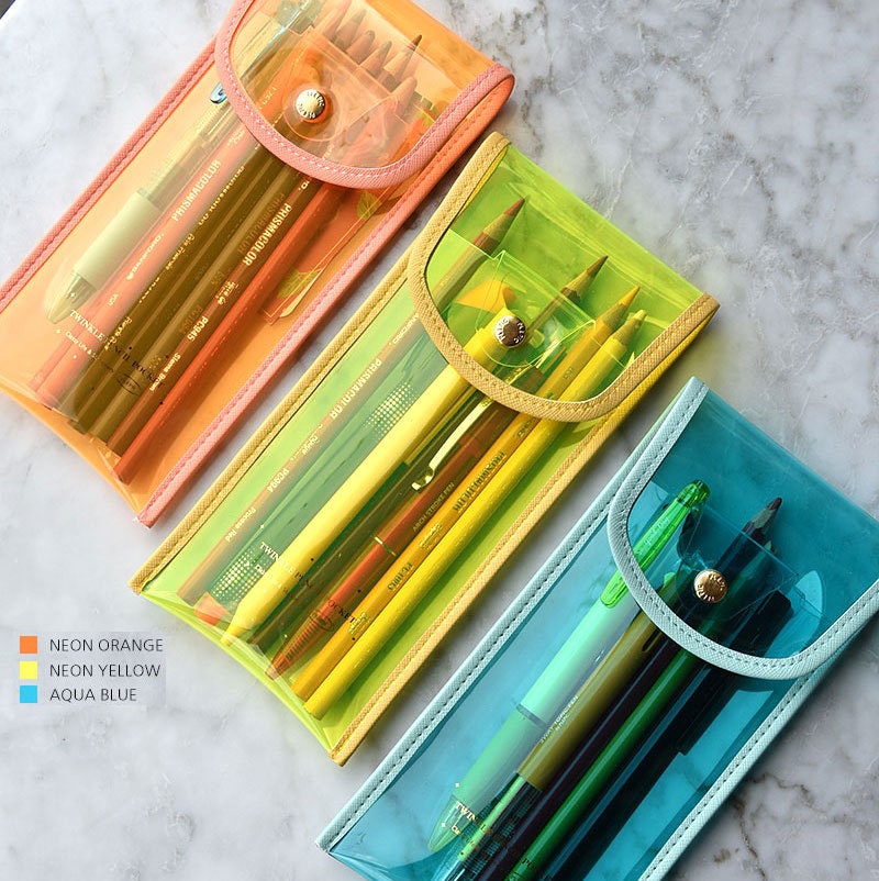 PLEPIC TWINKLE Clear AQUA Pen Case Pencil Case Storage Case Durable Pen Case Storage Case Clear Testing Case | 193 X 93mm