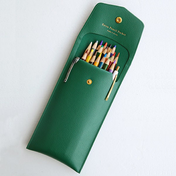 Plepic Extra PENCIL Pocket BEIGE Pen Case PU Pencil Case Storage Case Durable Pen Case Storage Case Pen Case Pen Case | 195 X 100 X 10mm