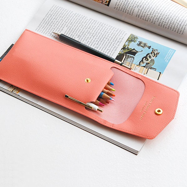 Plepic Extra PENCIL Pocket BEIGE Pen Case PU Pencil Case Storage Case Durable Pen Case Storage Case Pen Case Pen Case | 195 X 100 X 10mm